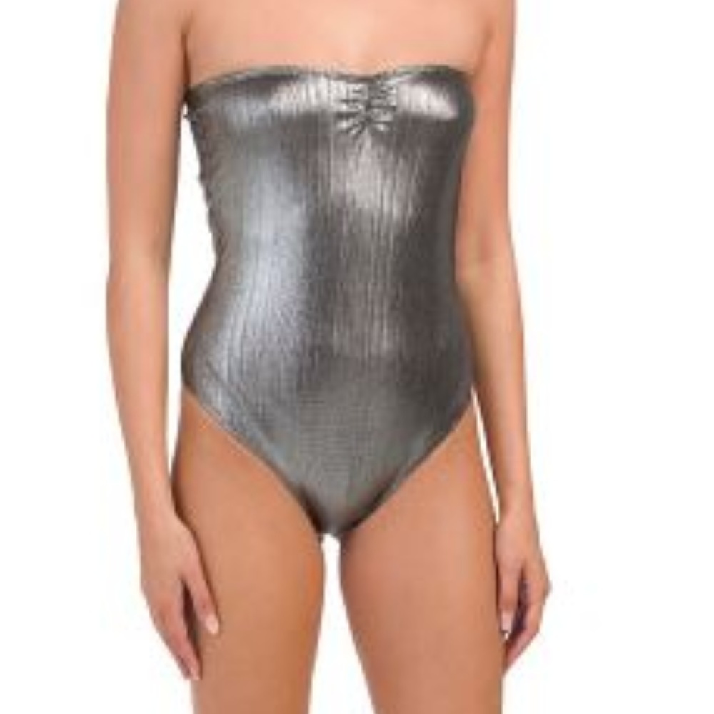 VIOLET MOON Juniors Metallic Tube Bodysuit